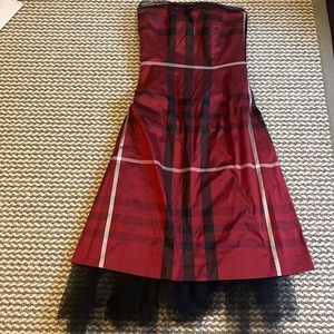 Burberry Red and Black Strapless Dress